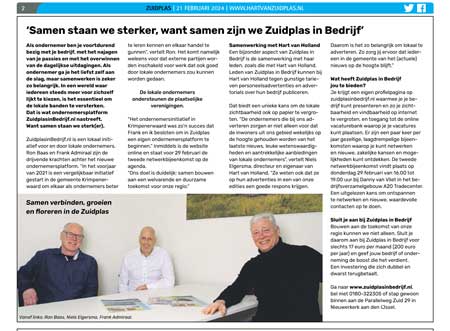 Samenwerking Zuidplas in Bedrijf met Hart van Holland